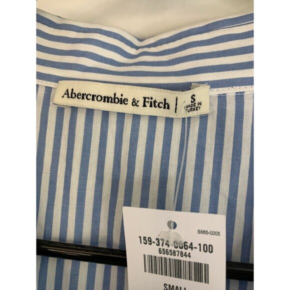 Abercrombie & Fitch Blue Striped Button-Down Shirt Dress S Cotton RDD10671 - Picture 5 of 12